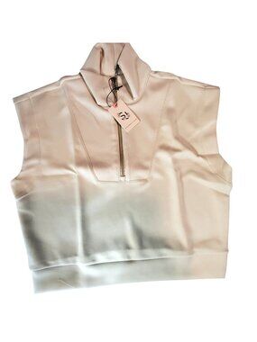 Sincerely Jules Beige Sleeveless Pullover Top With Mock Neck Womens Size Large